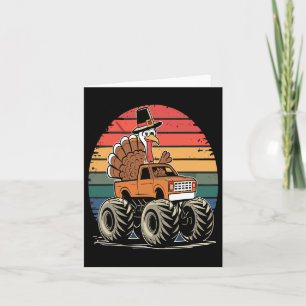 Monster Truck Turkey Sunset Retro Thanksgiving Boy Card