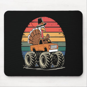 Monster Truck Turkey Sunset Retro Thanksgiving Boy Mouse Mat