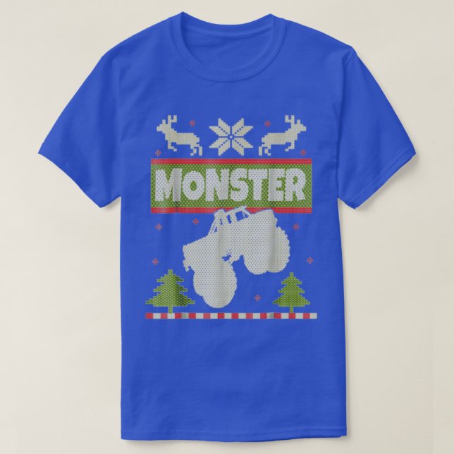 Monster Truck Ugly Christmas Big Cars Xmas T-Shirt (Design Front)