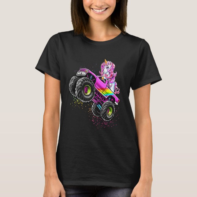 Monster Truck Unicorn Birthday Party Monster Truck T-Shirt (Front)