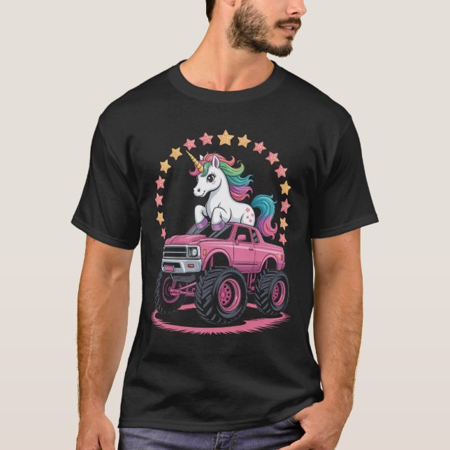 Monster Truck Unicorn Birthday Party T-Shirt (Front)