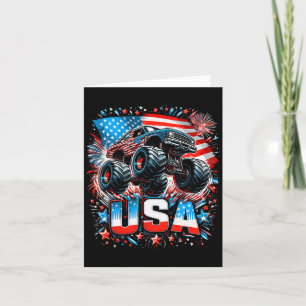Monster Truck Usa American Flag 4th Of July  Card