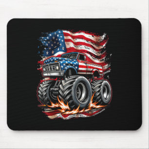 Monster Truck Usa Flag American 4th Of July Patrio Mouse Mat