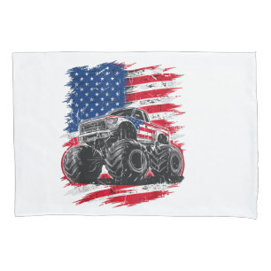 Monster Truck USA Flag American Pillowcase
