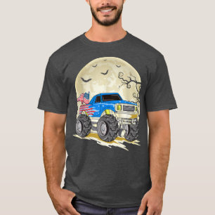 Monster Truck Usa Flag Halloween Moon Toddler Boys T-Shirt