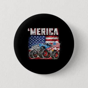Monster Truck Usa Flag Merica Men Boys 4th Of July 6 Cm Round Badge