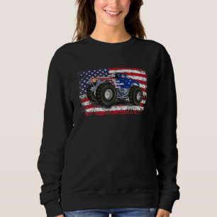 Monster Truck Usa Flag Patriotic Boys Men 4th Of J Sweatshirt