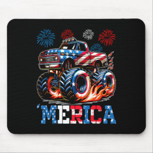 Monster Truck Usa Flag Patriotic Toddlers Boys 4th Mouse Mat