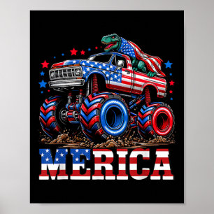 Monster Truck Usa Flag Patriotic Toddlers Boys 4th Poster