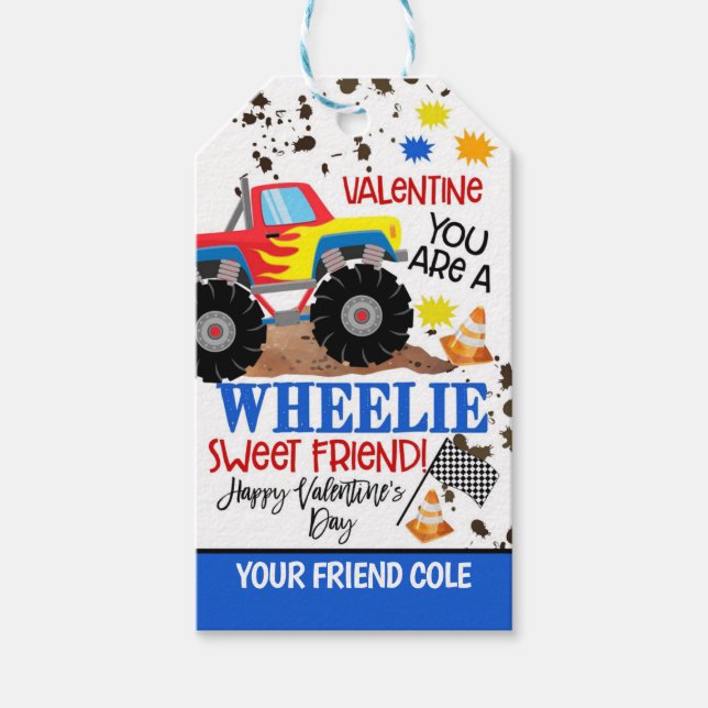 Monster Truck Valentine Favour Tag (Front)