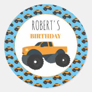 Monster Truck Vehicle Birthday Classic Round Sticker