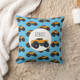 Monster Truck Vehicle Custom Boys Name Cushion