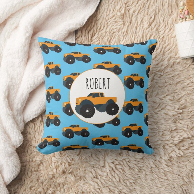 Monster Truck Vehicle Custom Boys Name Cushion (Blanket)