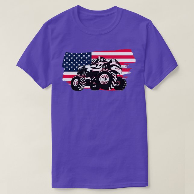 Monster Truck With American Flag T-Shirt (Design Front)
