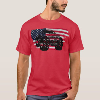 Monster Truck With Distressed US Flag T-Shirt