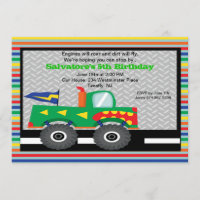 Monster Truck with Teeth Birthday Invitation