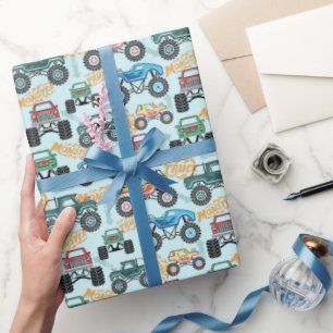 Monster Truck Wrapping Paper, Big Wheel Truck Gift Paper