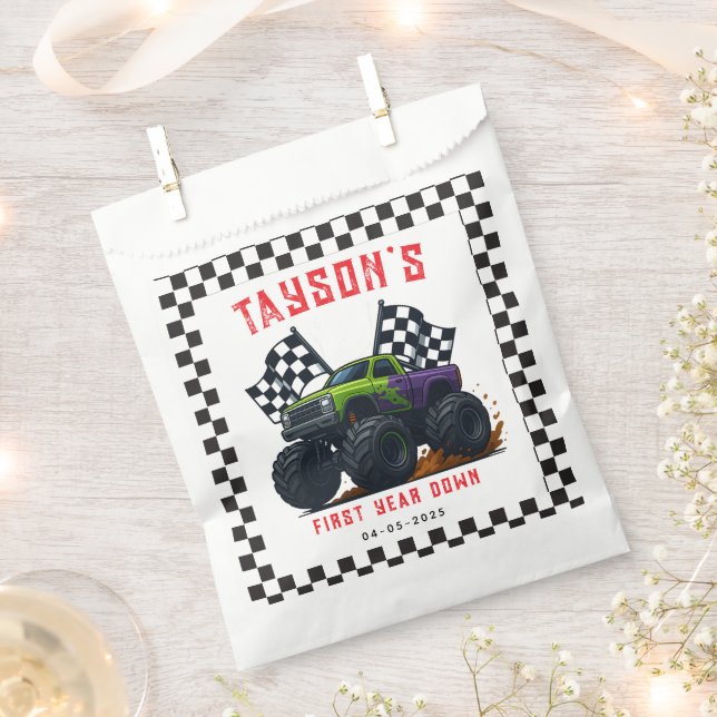 Monster Trucks 1st Birthday Party  Favour Bags (Clipped)