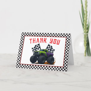 Monster Trucks 1st Birthday Thank You Card