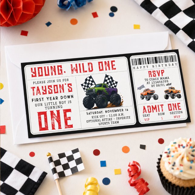 Monster Trucks 1st Birthday Ticket Invitation  (Monster Trucks 1st Birthday Ticket Invitation
)