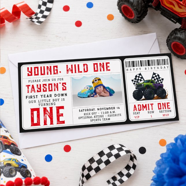 Monster Trucks 1st Birthday Ticket Invitation (Monster Trucks 1st Birthday Ticket Invitation
)