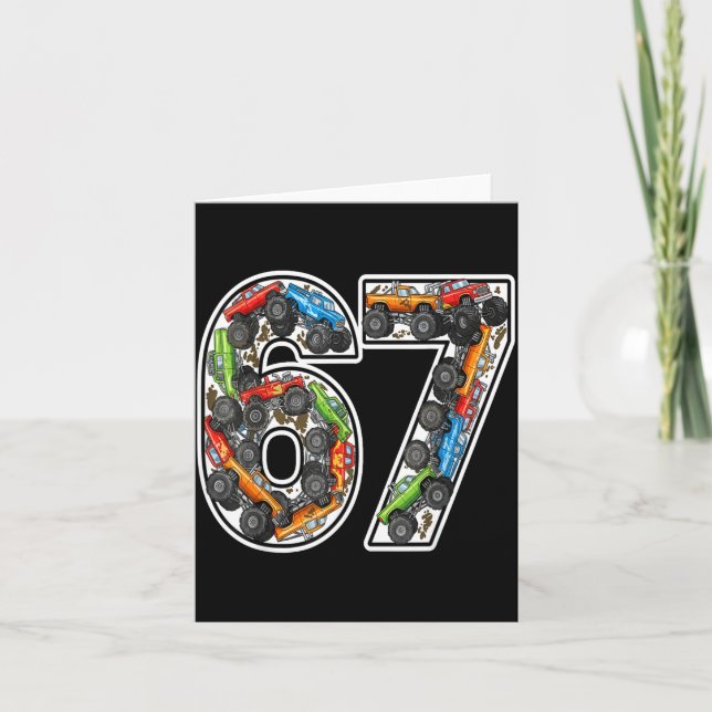 Monster Trucks 67 Meme Funny Design For Boys Kids  Card (Front)