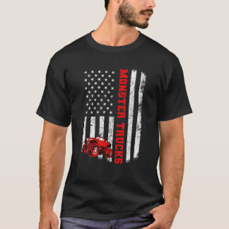 Monster Trucks American USA Flag Patriotic Monster T-Shirt