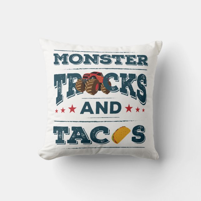 Monster Trucks and Tacos Cushion (Front)