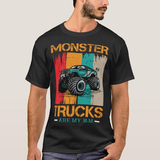 Monster trucks are my Jam action and Monster truck T-Shirt (Front)