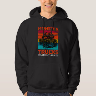 Monster Trucks Are My Jam Retro Sunset Engine Yout Hoodie