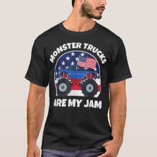 Monster Trucks Are My Jam USA Flag Boys Toddler 5T T-Shirt
