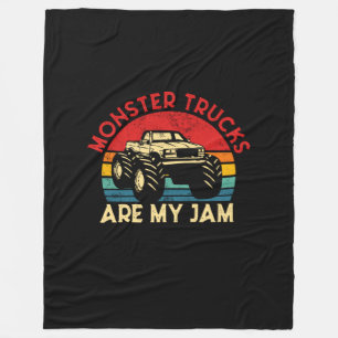 Monster Trucks Are My Jam Vintage Retro Monster Tr Fleece Blanket