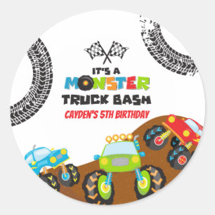 Monster Trucks birthday Classic Round Sticker