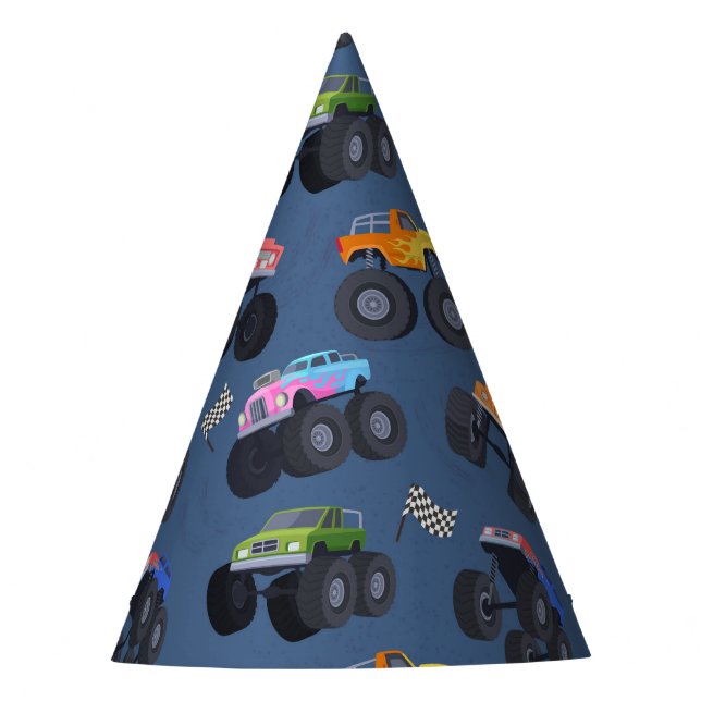 Monster Trucks Birthday Party Party Hat (Front)