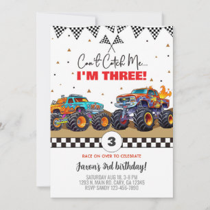 Monster trucks boy birthday invitation. invitation