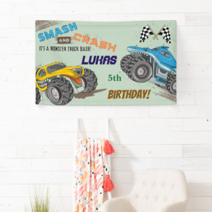 Monster Trucks Boy Birthday Party Banner