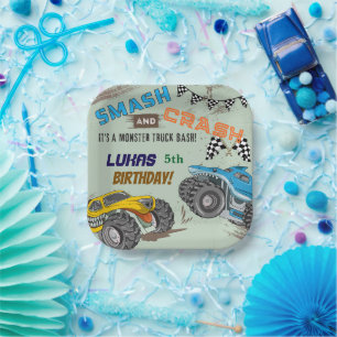Monster Trucks Boy Birthday Party Paper Plate