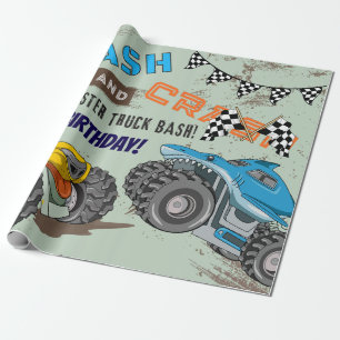 Monster Trucks Boy Birthday Party Wrapping Paper