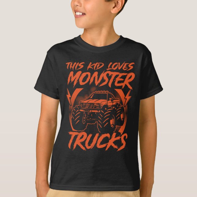 Monster Trucks Fan Girls Boys Monster Truck T-Shirt (Front)