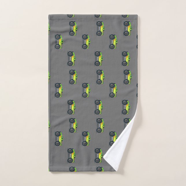 monster trucks on grey hand towel (Hand Towel)