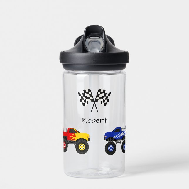 Monster Trucks Personalised Water Bottle (Front)