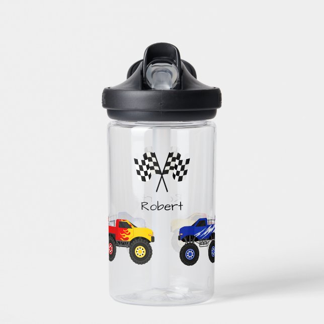 Monster Trucks Personalised Water Bottle (Front)