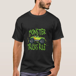 Monster Trucks Rule Bright Green Yellow Orange Kid T-Shirt