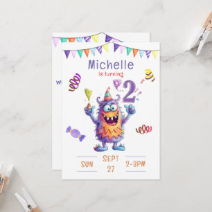 Monster Two Year Birthday Invitation