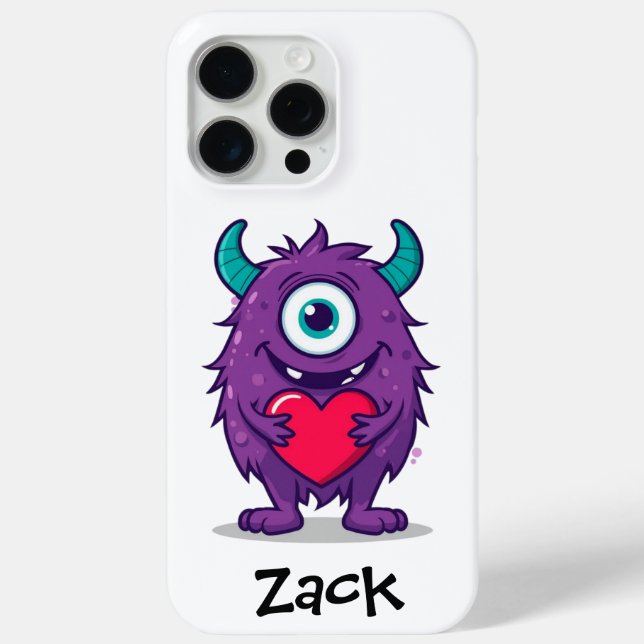 Monster Valentine Heart Cartoon Personalize Name Case-Mate iPhone Case (Back)