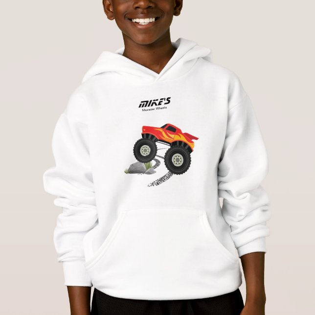 Monster  wheels orange, yellow, red, green  hoodie (Front)