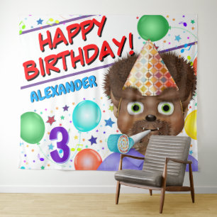 Monster Wolf Boy Birthday Party Backdrop Tapestry