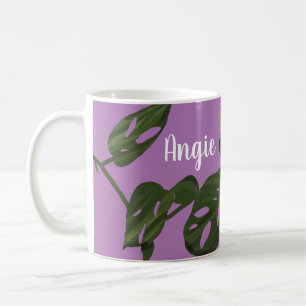 Monstera Adanosii Cheese Plant Illustration Purple Coffee Mug