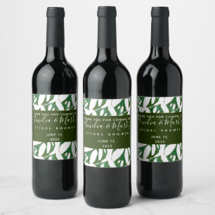 Monstera Adansonii Leaf Bridal Shower Wine Label