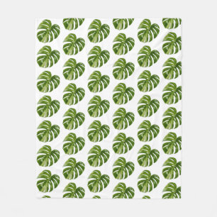 Monstera Albo Fleece Blanket